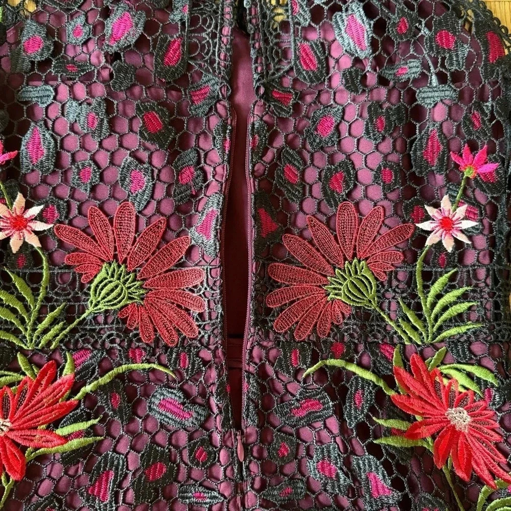 NWT Karen Millen US 4 Lace Mini Dress Leopard Floral Embroidery Sleeveless - Picture 10 of 15